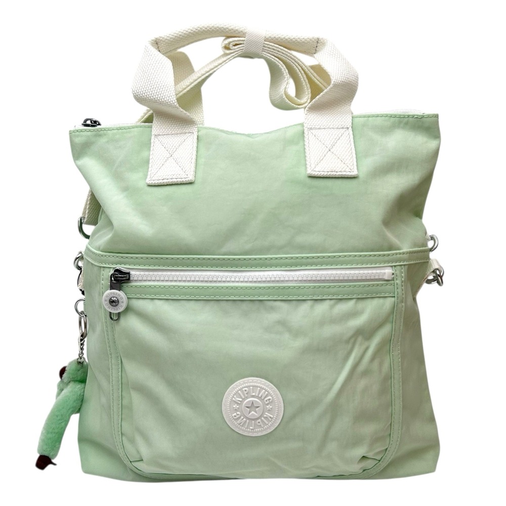 Kipling Women's Eleva Convertible Crossbody Tote Bag Light Green Water-resistant